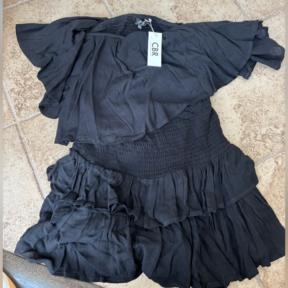 CBR Elegant Black Ruffle Dress